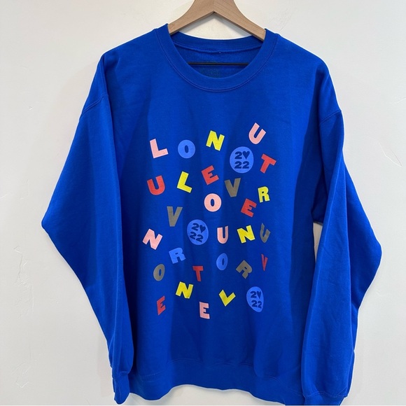 HARRY STYLES Love On Tour Official Soup Letter Blue Crew Neck LARGE - Picture 1 of 4